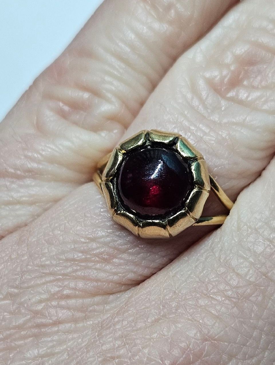 Bague Ancienne OR Bicolore Jaune Et Blanc 9K 375/1000° - Taille 53, Années 80, Avec Pierre De Synthèse