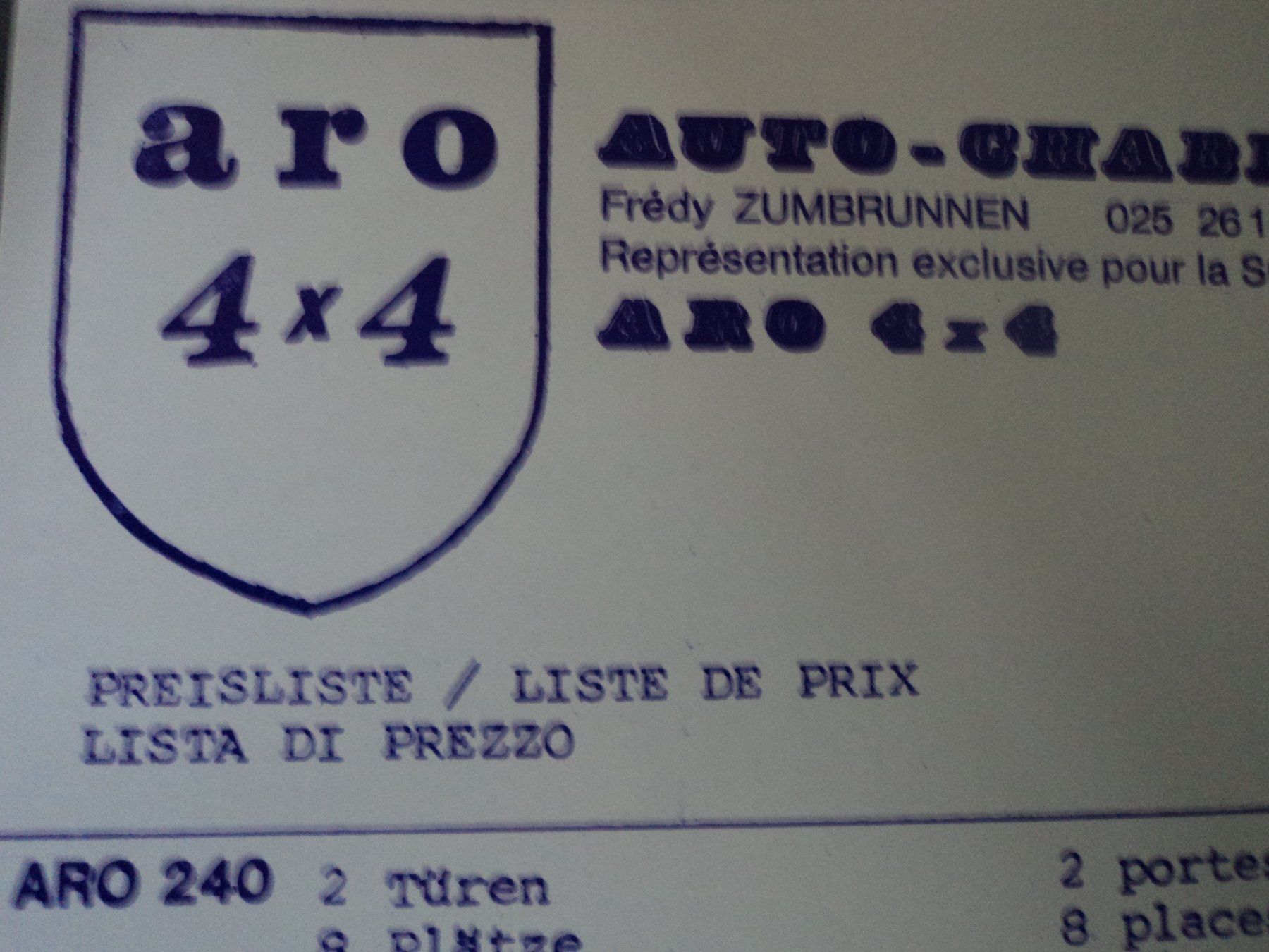 Documenti: Prospekt Preisliste ARO 4x4 1980 – Usato da Schwarzenburg venduto da modelCARama 3