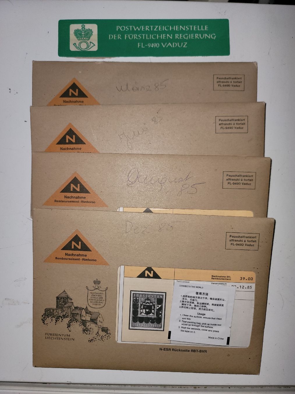Tutti i francobolli: 5 Pack, Briefe Postwertzeichenstelle Vaduz, Liechtenstein – Nuovo (secondo la descrizione) da Zollikerberg venduto da Nice_Name 1