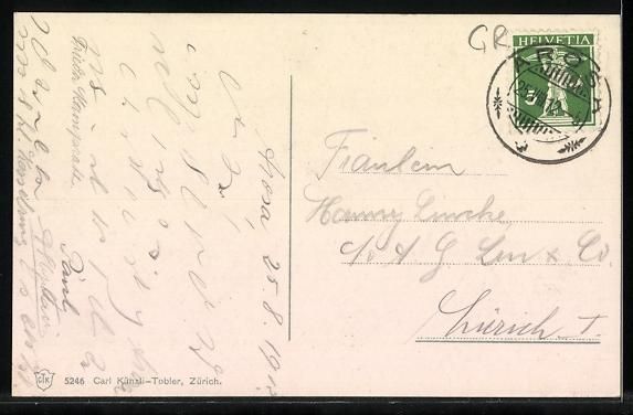 Cartoline postali: AK Arosa, Teilansicht mit Kirche, 1912 – Usato da Berlin venduto da bartko-reher 1
