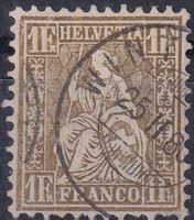 LUXUS Sitzende Helvetia "1Fr.", Nr.36, Befund!