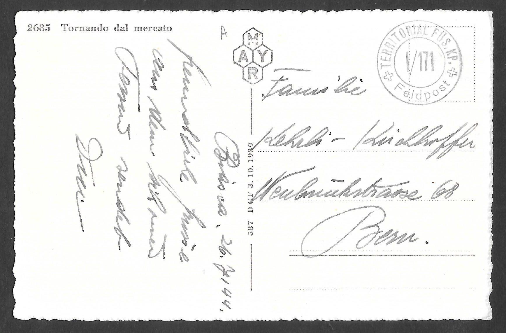 Cartoline postali: Carretto ticinese Tornando dal mercato Feldpoststempel – Usato da Olten venduto da clotaldi 1