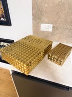 Deko Boxen Set goldfarben Pyramidenmuster