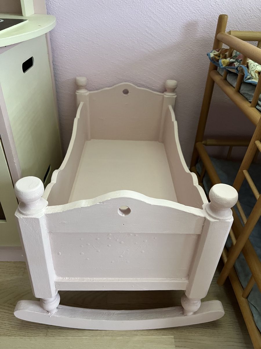 Puppenwagen: Rosa Bäby Holzwiege – Neu (gemäss Beschreibung) aus Nesselnbach von cel_nn26