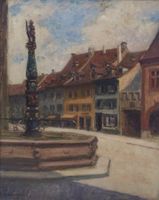 EMIL BEURMANN Der alte Fischmarkt-Brunnen Basel