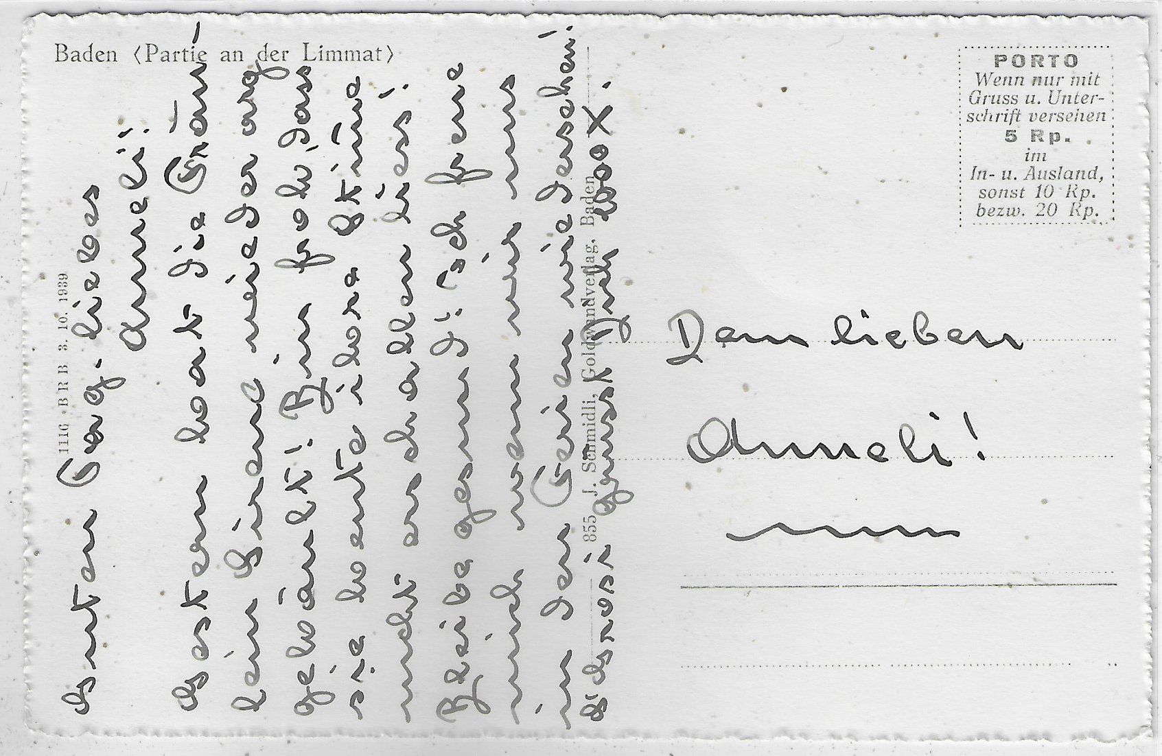 Cartoline postali: Baden - Partie an der Limmat – Usato da Ettingen venduto da Kartenplanet 1
