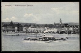 AK Basel, Dampfer am Rheinschulhaus