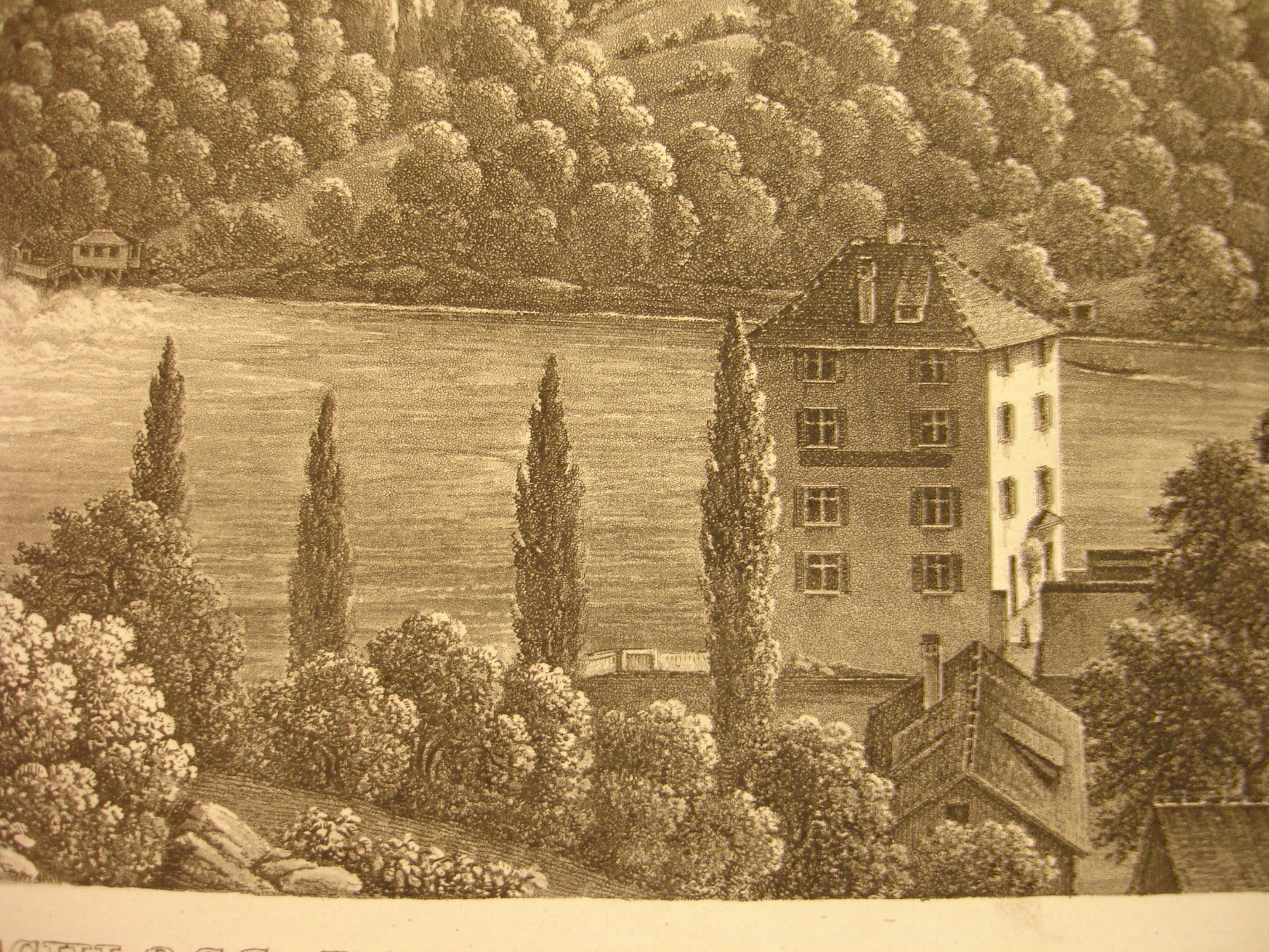 Incisioni: SCHLOSS LAUFEN, AQUATINTA 1853 – Usato da Grüningen venduto da Kartensammler 3