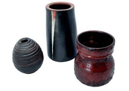 3x Vase unbekannte Signature inconnue modernist vintage