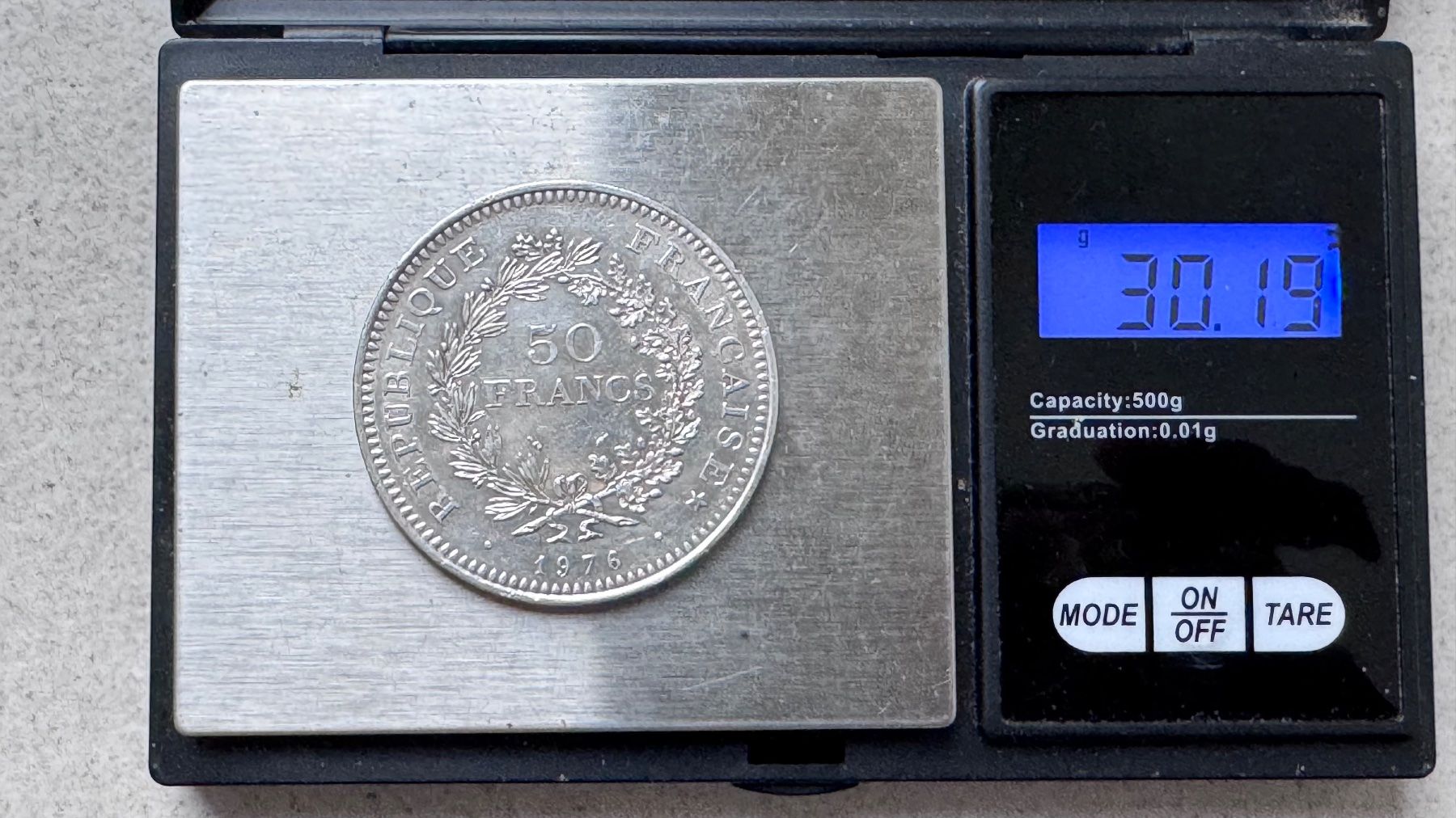Tutti le monete: Frankreich 50 Francs Silber Münze 1976 – Usato da Birsfelden venduto da Berg41_7