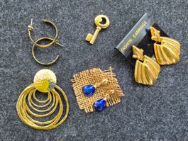 Vintage Lot div. Schmuck Konvolut, vergoldet 5 Stk