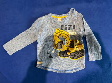 T-shirt manches longues Bio Baby motif pelleteuse, taille 86