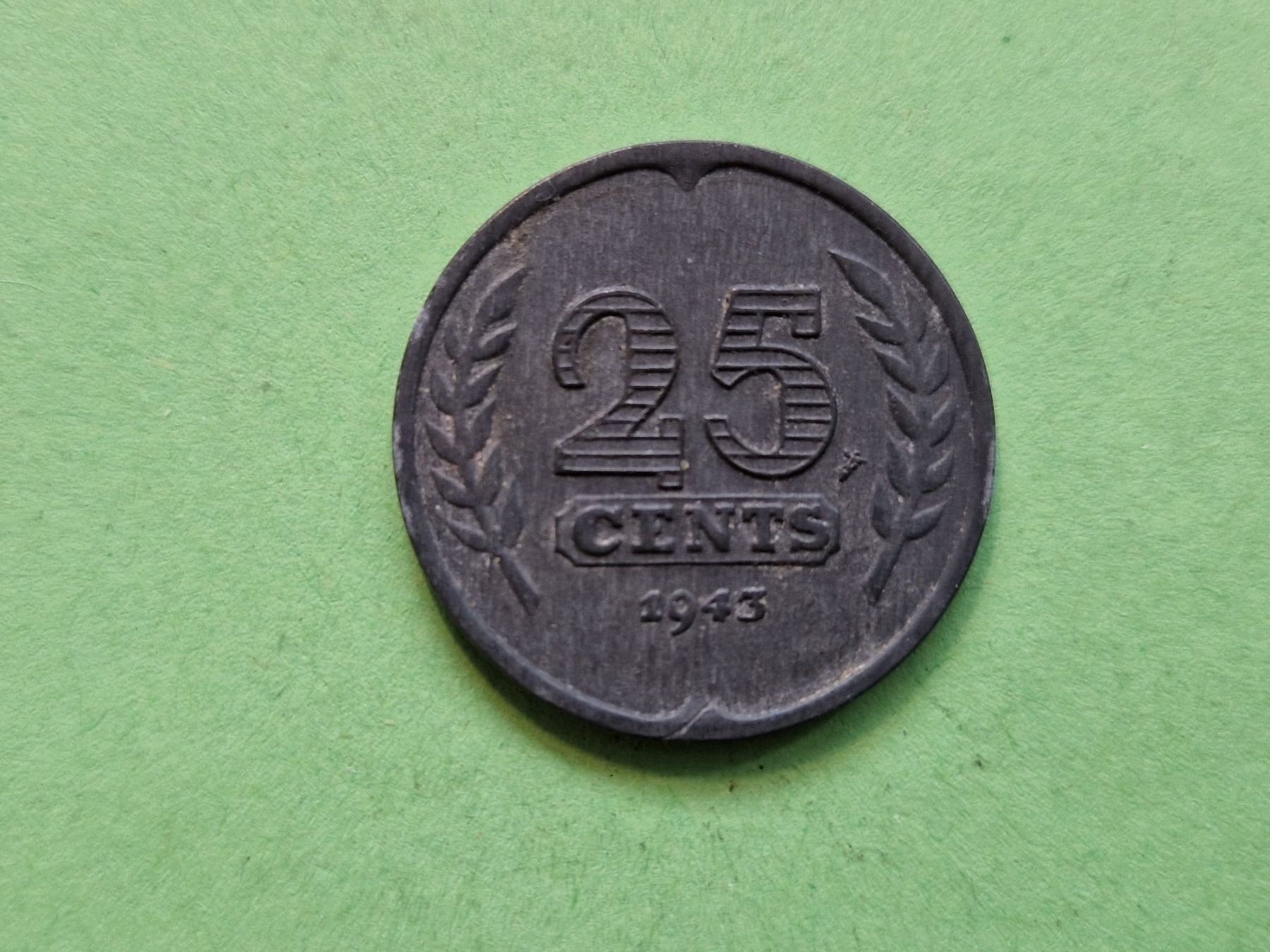 Alle Münzen: Niederlande 25 cent zink 1943 – Gebraucht aus MUEHLAU von ibo_5c7d