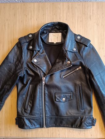 Blouson cuir Maje noir, taille 38, parfait état !