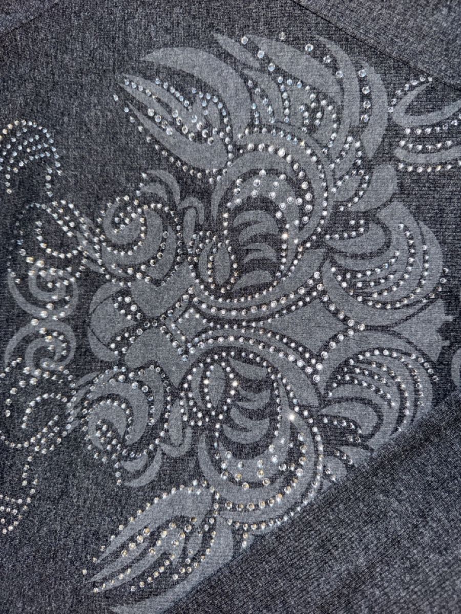 Camicette: Y2K Emo Long Sleeved Rhinestone Top, Grey, Size Medium – Usato da Zofingen venduto da cva_w7vn 1