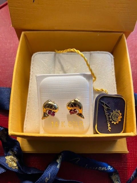 Orecchini pendenti & Orecchini a lobo: Ohrringe 14K Gold mit Rubinen – Nuovo e nell'imballaggio originale da Triesen venduto da hor_6kx9