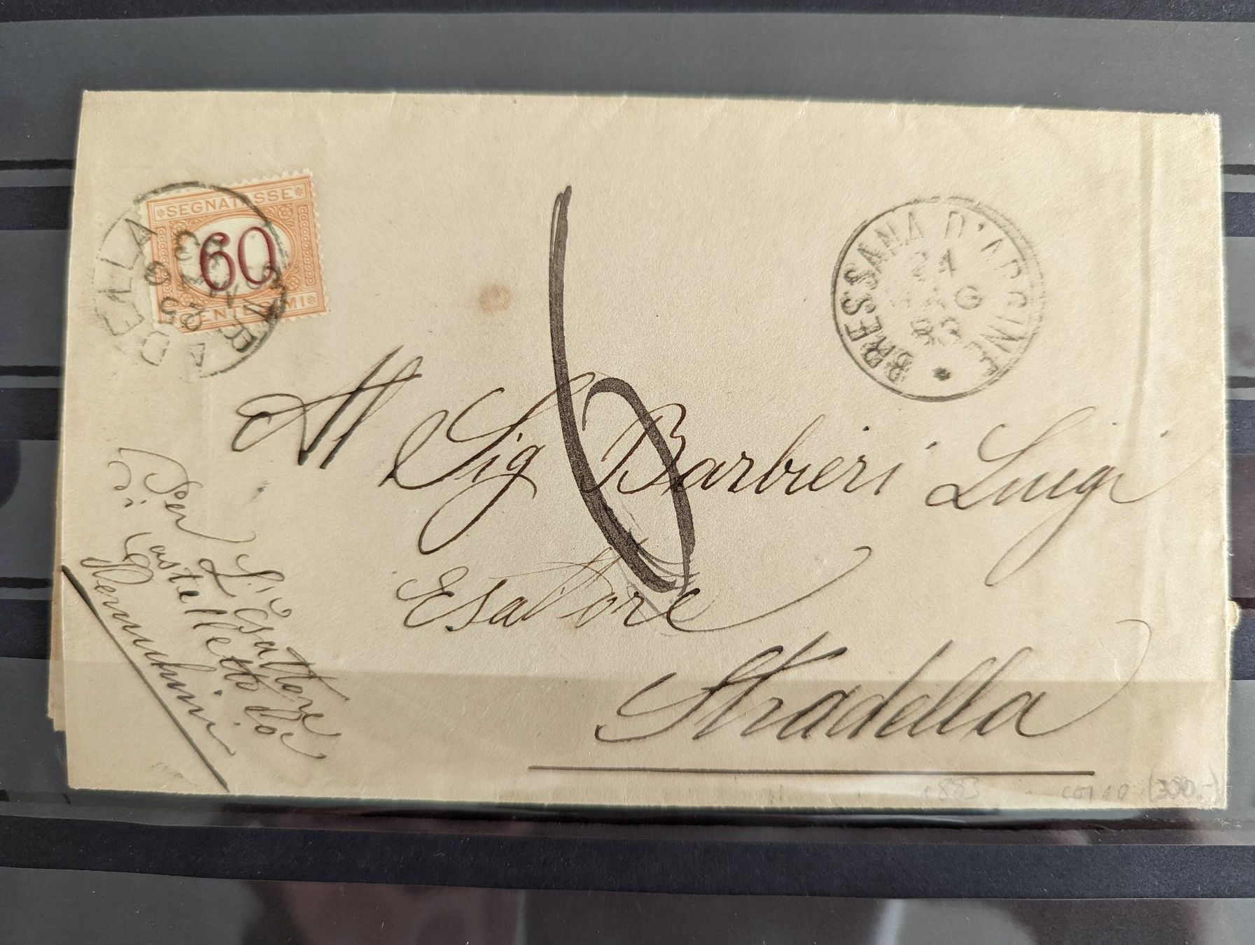 Alle Briefmarken: 1883 letter with 60 c. segnatasse stamp – Gebraucht aus Stäfa von plinto