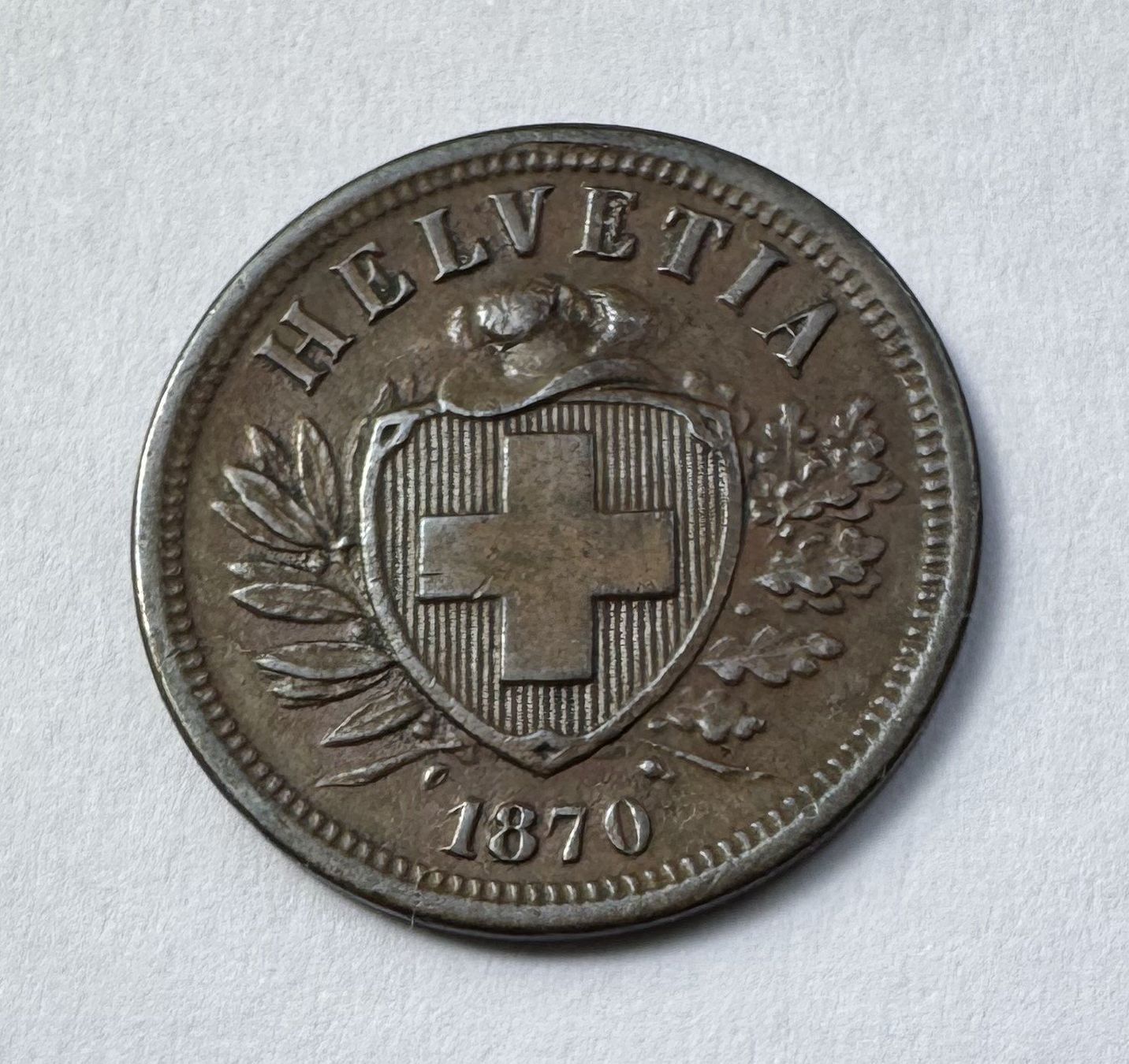 Tutti le monete: 1870 2 Rappen -unz – Usato da Kirchberg SG venduto da Helveticus00