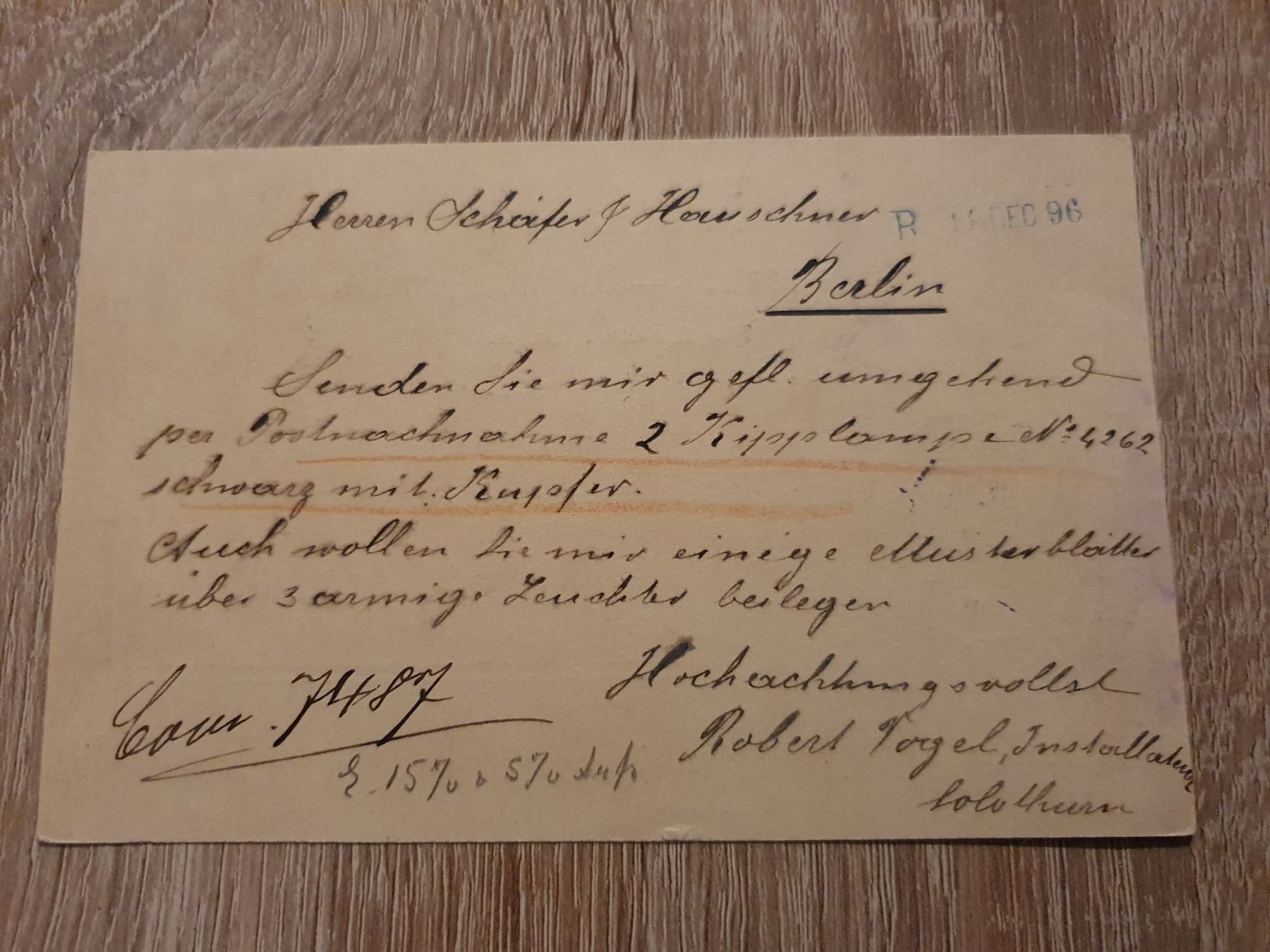 Tutti i francobolli: Postkarte 11 dez 96 Solothurn – Usato da Balgach venduto da SIMEON27 1