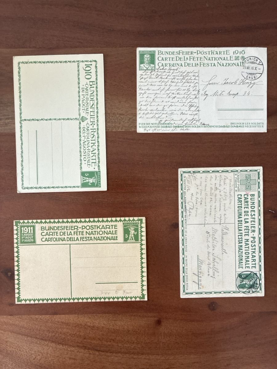 Cartoline postali: 7 Ansichtskarten Schweiz Bundesfeier A – Usato da Oftringen venduto da Cla.vD.74 1
