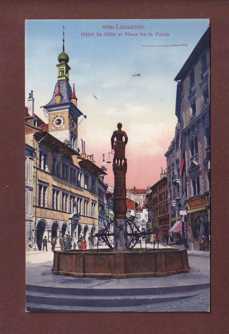 Ansichtskarten: LAUSANNE - Fontaine de la Palud - 1928 – Gebraucht aus Pully von nicecards