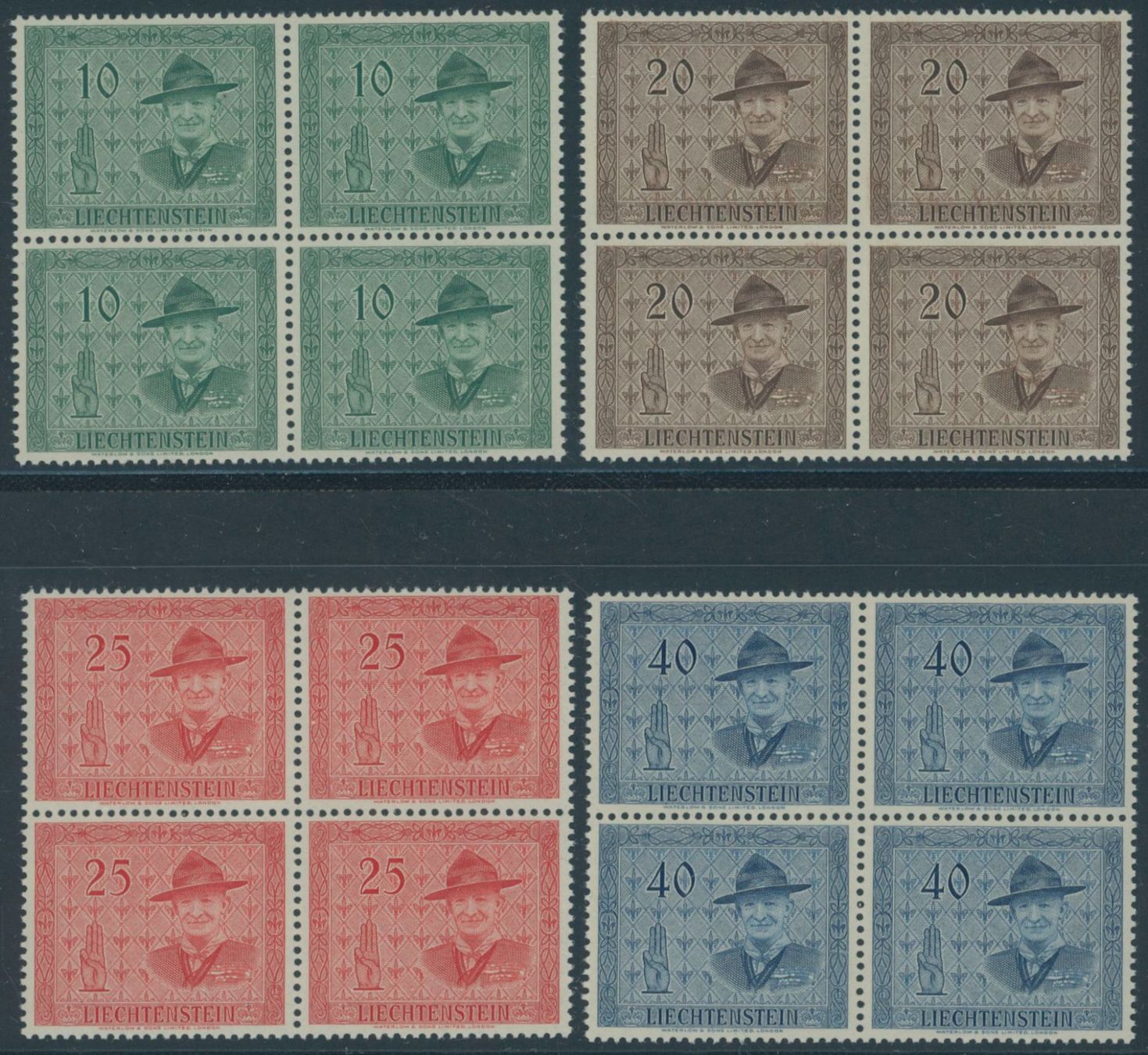 Tutti i francobolli: FL - 1953 - Pfadfinder - Viererblock - postfrisch ** – Nuovo (secondo la descrizione) da Schindellegi venduto da leecollect