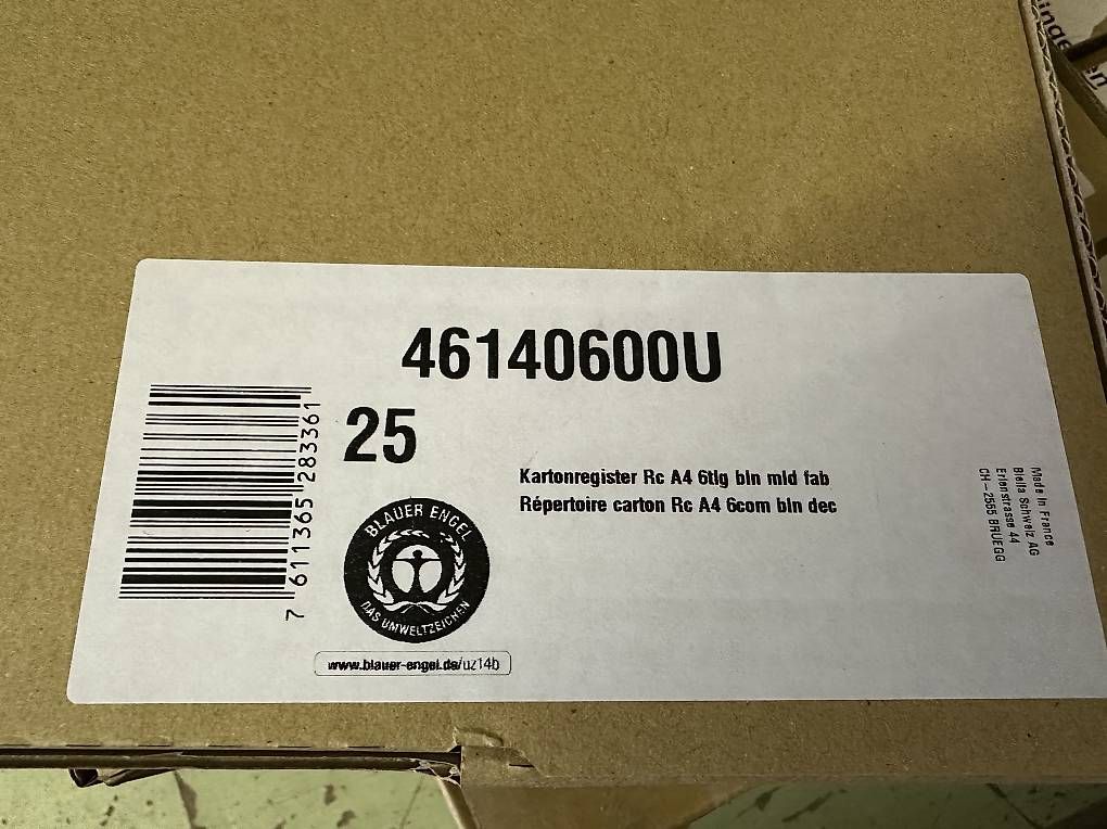Biella Raccoglitori: neue Biella Register Karton blanko A4, 6-teilig, 25Pack – Nuovo e nell'imballaggio originale da Necker venduto da liq24 2