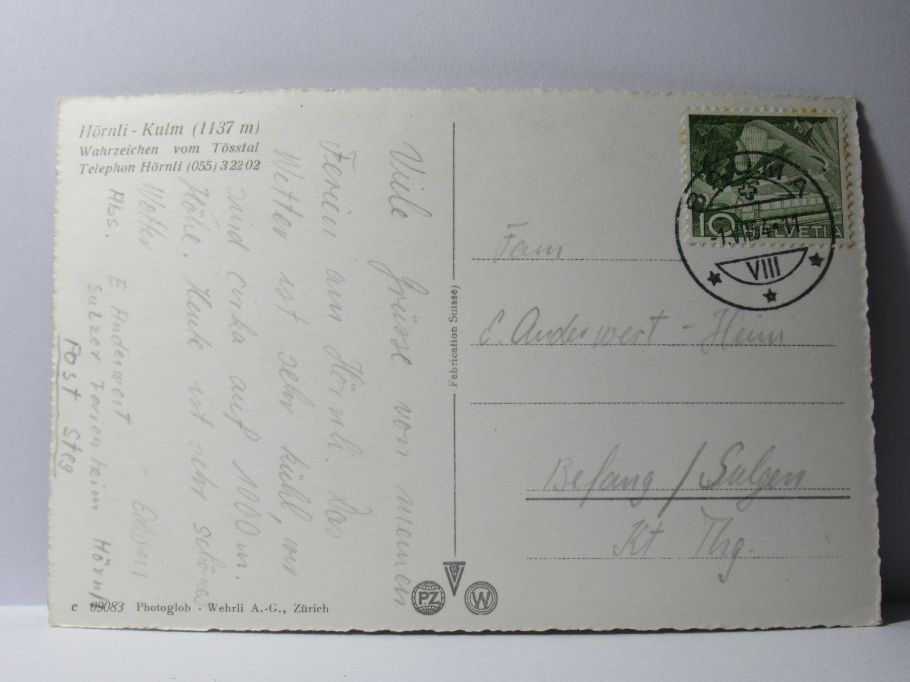 Cartoline postali: Hörnli - Kulm , Restaurant 1954 – Usato da Grenchen venduto da Bluemchen1900 2