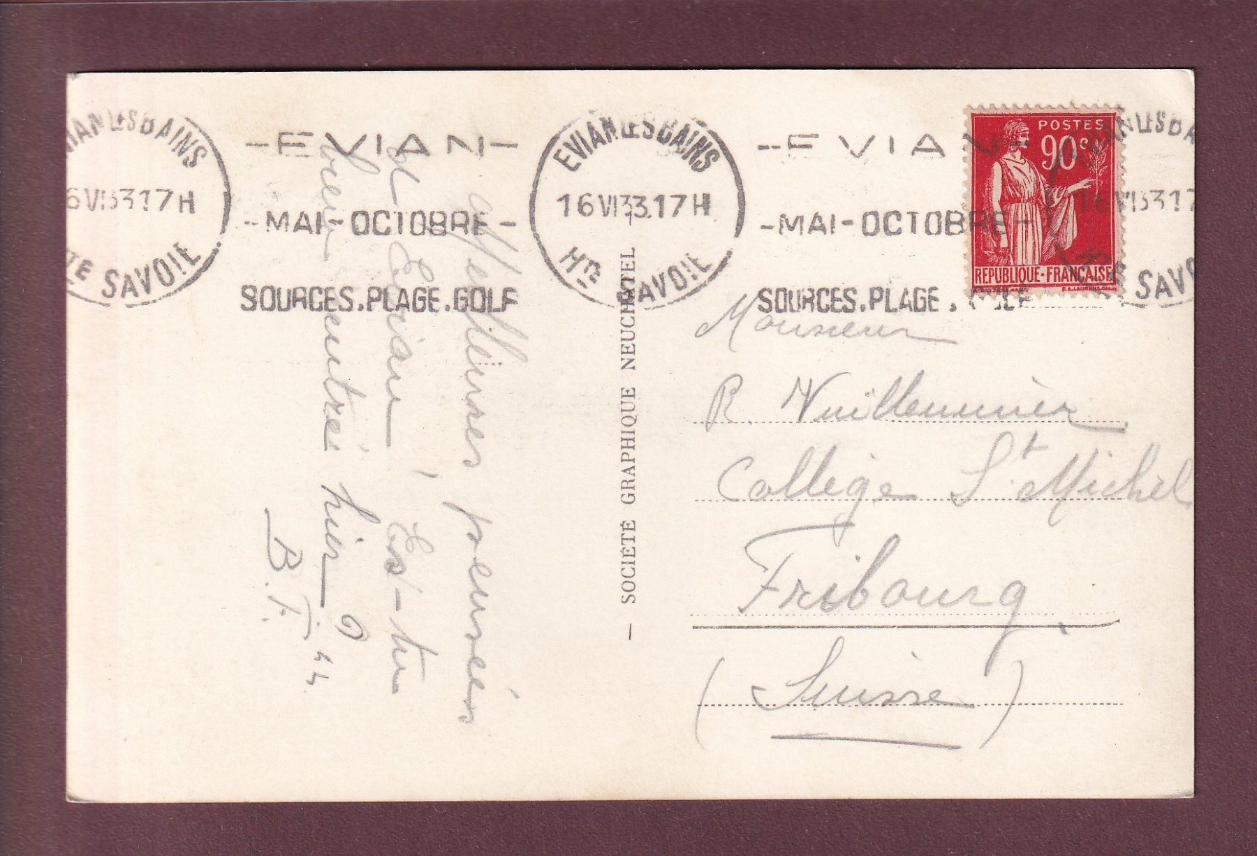Cartoline postali: LAC LEMAN - Etude - 1933 – Usato da Pully venduto da nicecards 1