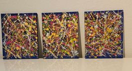 Triptyque abstrait, peinture acrylique, décoration unique!