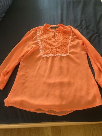 Bluse Annabelle orange Spitze Kragen Grösse XS guter Zustand