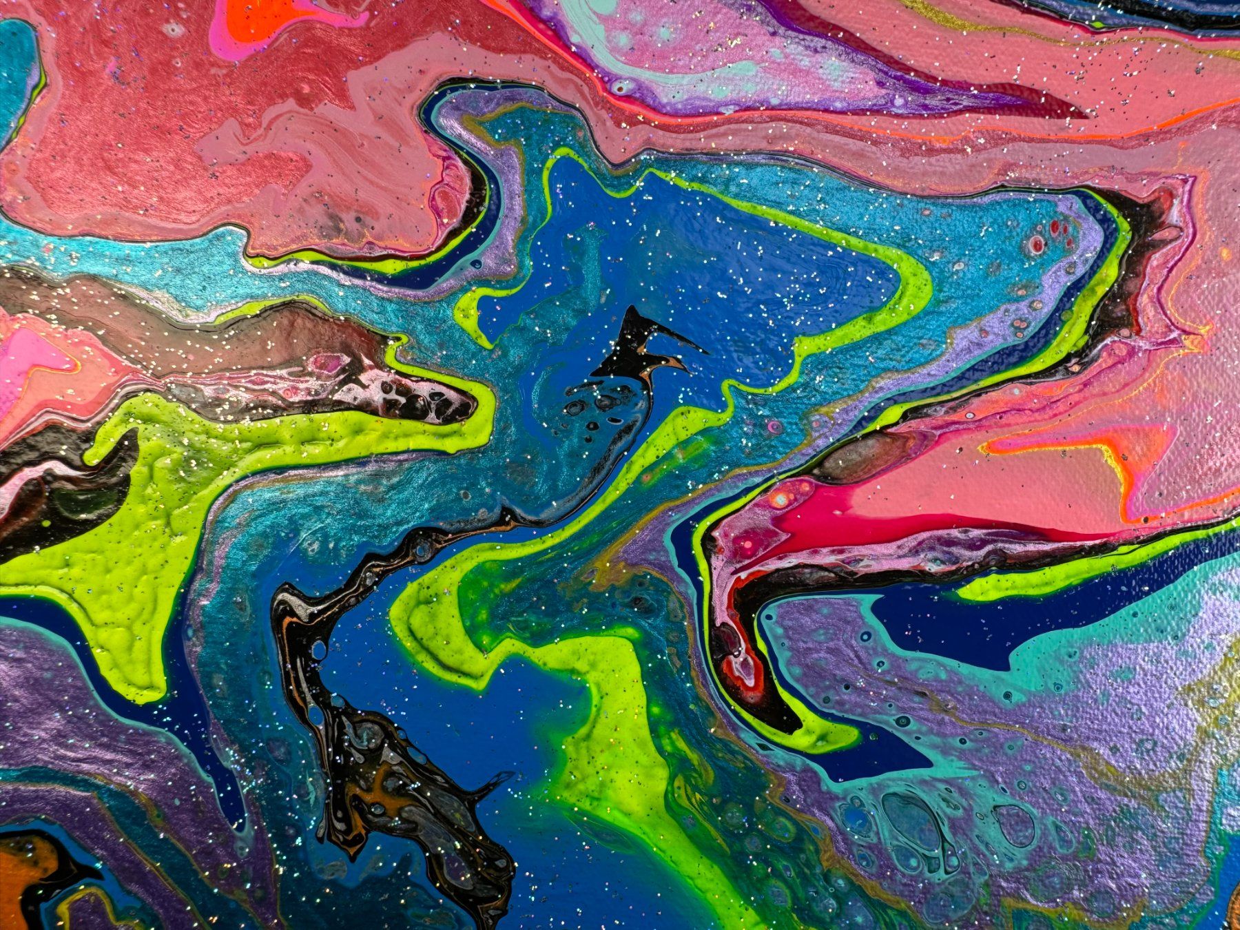 Gemälde: Acryl-Flüssigkeitsmalerei, rechteckig – Gebraucht aus Schlieren von MayaSheng1983 1