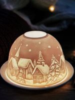 👀 Winterdorf  3D Licht Bild mit Teelicht