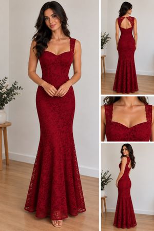 Meerjungfrauen rotes Spitzenkleid, stretch, Grösse 36