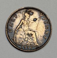 Pièce de monnaie Half Penny Royaume-Uni 1936 George V