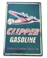 CLIPPER GASOLINE Flugzeug - Blechschild  (neu/OVP)