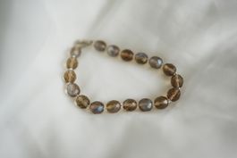 Armband Kristallperlen, rauchbraun, AB-Schimmer,