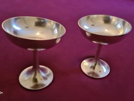 2 robuste KREIS Dessertschalen, aus Alpacca Vintage, sammeln