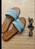 Sommer-Slipper Saint Tropez, Türkis/Weiss, Grösse 39