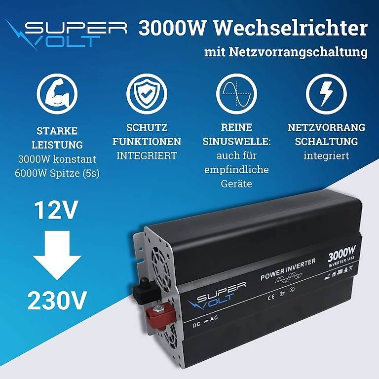 Wechselrichter: Supervolt 12V 3000W Wechselrichter – Gebraucht aus Bülach von CAMPTIVITY 7