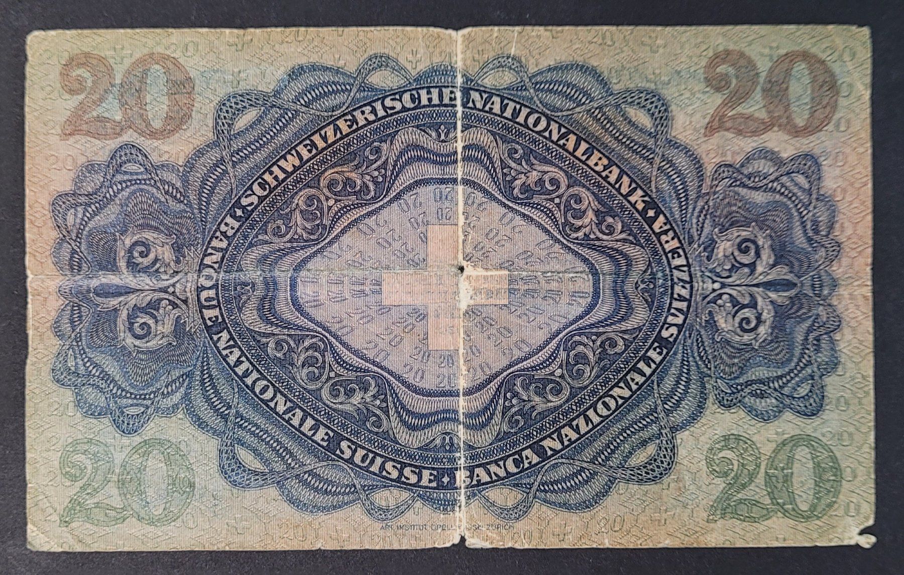 Banknoten: 20 SCHWEIZER FRANKEN 1939 – Gebraucht aus Mumpf von antonio_schweiz_961 1