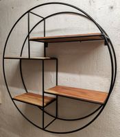 Rundes Wandregal Metall Holz Industrial Design 90cm