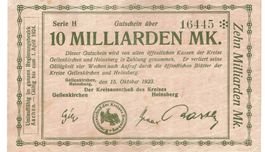 Geilenkirchen 10 Mrd.Mark Serie H 15.10.1923 VZ-VZ+