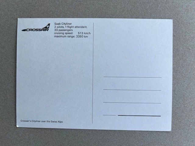 Cartes postales: Postkarte alt, Crossair – D'occasion à Niederwil AG par dahu75 1