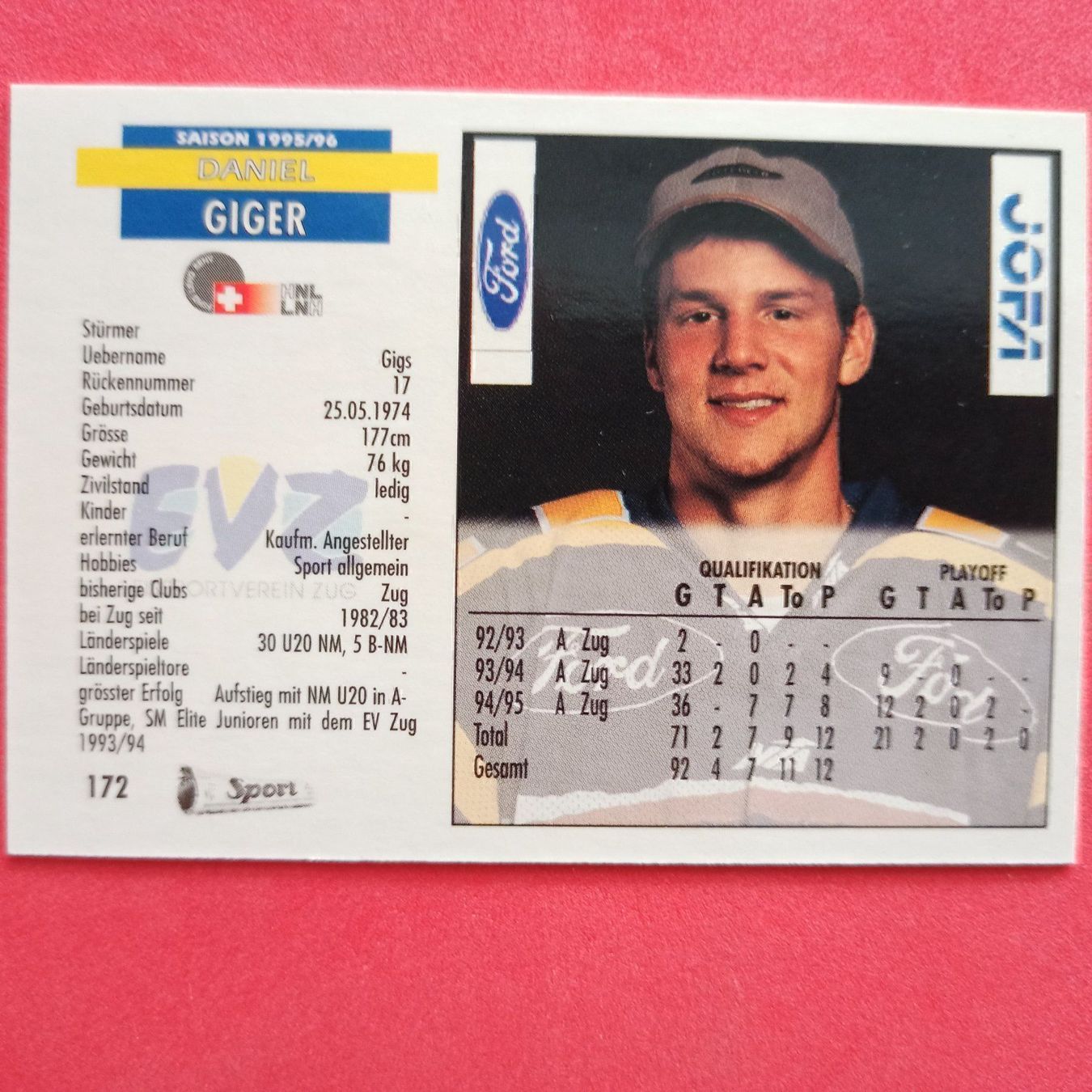 Sammelbilder & Trading cards: Daniel Giger - EVZ CARD - 1995/96 – Gebraucht aus Dübendorf von kb86_MOVIE 1