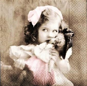 Tovaglioli: 2 Serviette Vintage Girl with Doll – Nuovo (secondo la descrizione) da Basel venduto da Happybaer