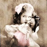 2 Serviette Vintage Girl with Doll