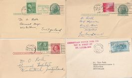 6 (Air Mail)-Karten an Dr. O. Roth Winterthur, ab 1948-1963