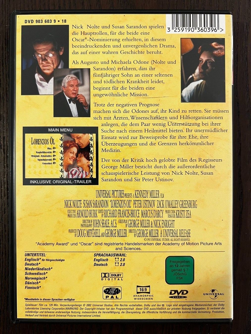 Tutti i DVDs: Lorenzos Öl – Usato da Zürich venduto da FilmFreunde 1