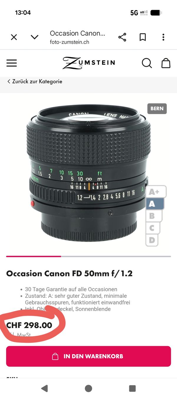 Canon Obiettivi: Canon FD 50mm f/1.8 – Usato da Liebefeld venduto da zaj_t29y 7